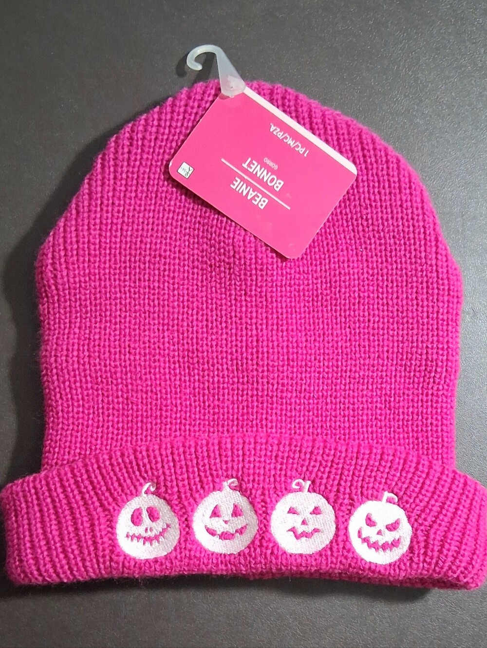 Hot Pink Halloweem Pumpkin Beanie ONE SIZE